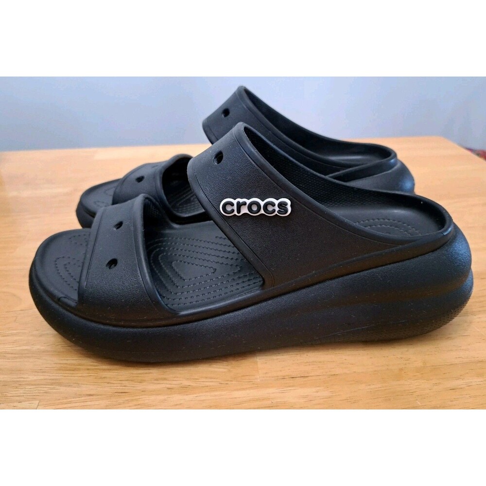 Crocs Sandals Slip-on Thick Sole Classic Crush Black Sandals Men's Sz 13 #207670